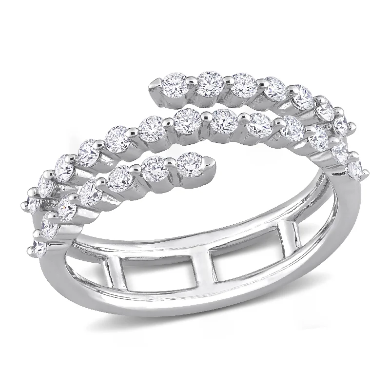 Women’s gemstone cluster ring-Created Forever by Miadora 5/8ct TDW Lab-Grown Diamond Coil Ring in Platinum Silver