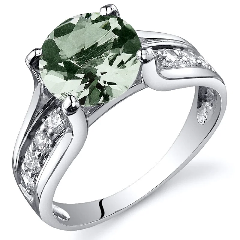 Women’s dainty ring-Sterling Silver 1.75 ct Green Amethyst Birthstone Ring