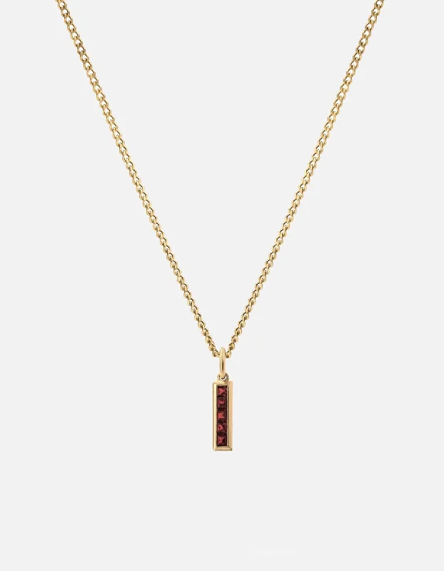 Women’s classic necklace-Slim Totem Garnet Necklace, Gold Vermeil