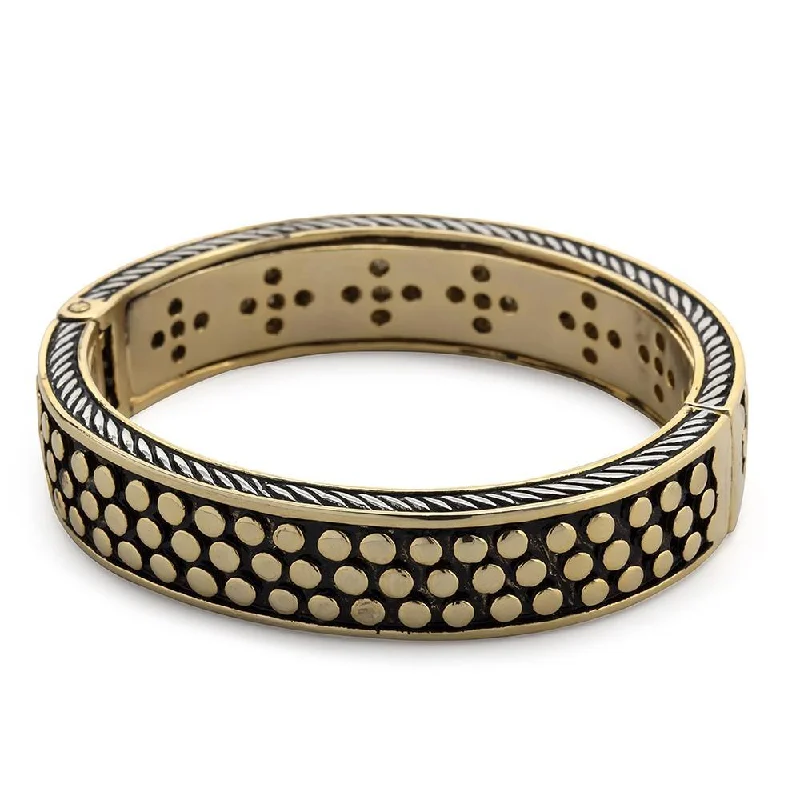 Women’s crystal bangles-Two Tone Cable and Dots Bangle