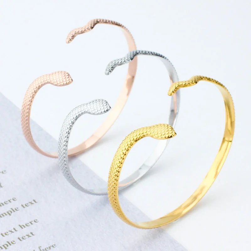 Women’s bridal bracelet-Retro Snake Stainless Steel Titanium Steel Plating Rose Gold Plated Gold Plated Silver Plated Bangle