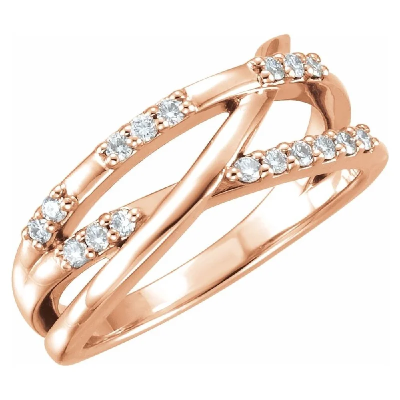 Women’s infinity ring-14K Rose Gold 1/4 CTW Diamond Criss-Cross Ring for Women