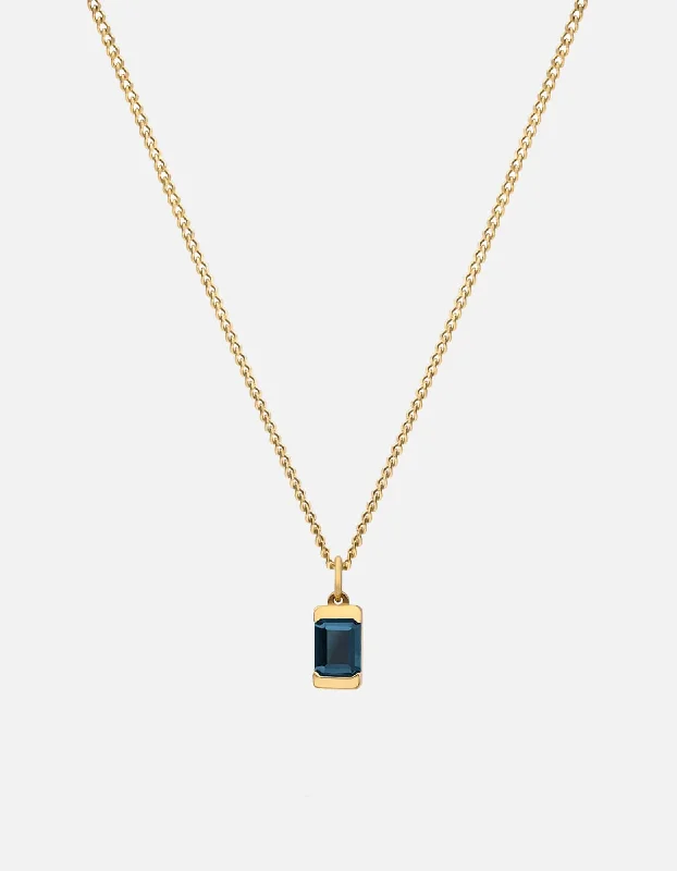 Women’s chain and charm necklace-Valor Blue Topaz Necklace, Gold Vermeil