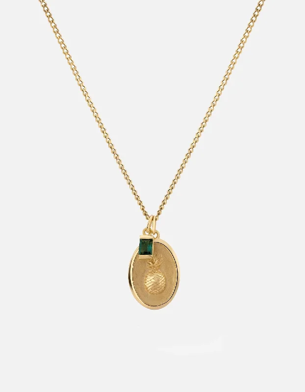 Women’s engraved heart necklace-Pina Agate Necklace, Gold Vermeil