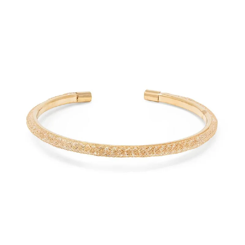 Women’s simple gold bracelet-Crystals Mesh Bangle Gold Tone