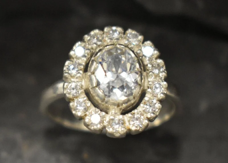 Women’s engagement rings for women-Dainty Victorian Ring - Created Diamond Ring, Silver Sparkly Ring