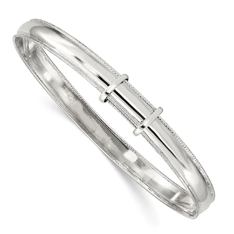 Women’s timeless bracelet-Sterling Silver Polished Milgrain 7mm Expandable Bangle-WBC-QB903