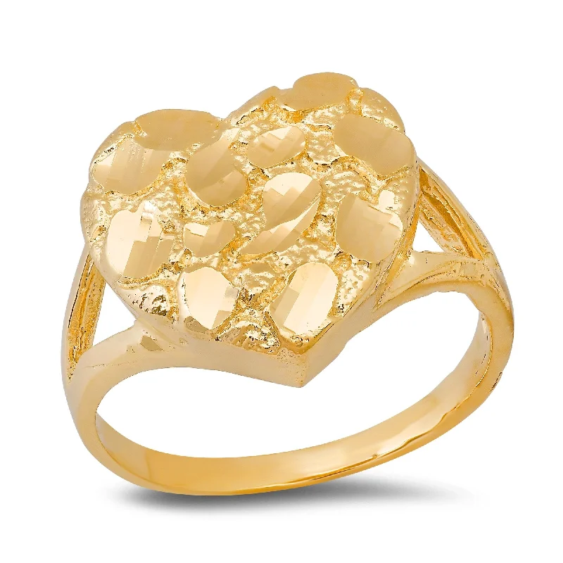 Women’s bridal ring-Sterling Silver and Gold Plated Silver Nugget Ring by Roberto Martinez