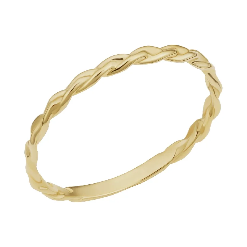 Women’s wide band ring-14k Yellow, White or Rose Gold Braided Band Ring for Women (1.6 millimeters)