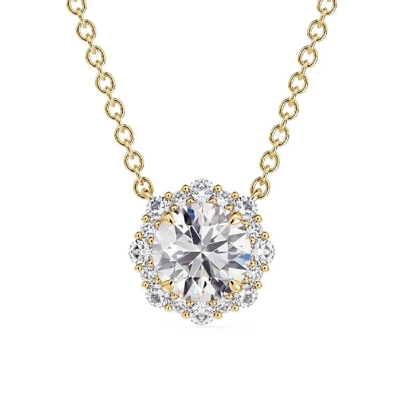 Women’s heart-shaped necklace-De Beers Forevermark Center of My Universe Floral Halo Diamond Necklace