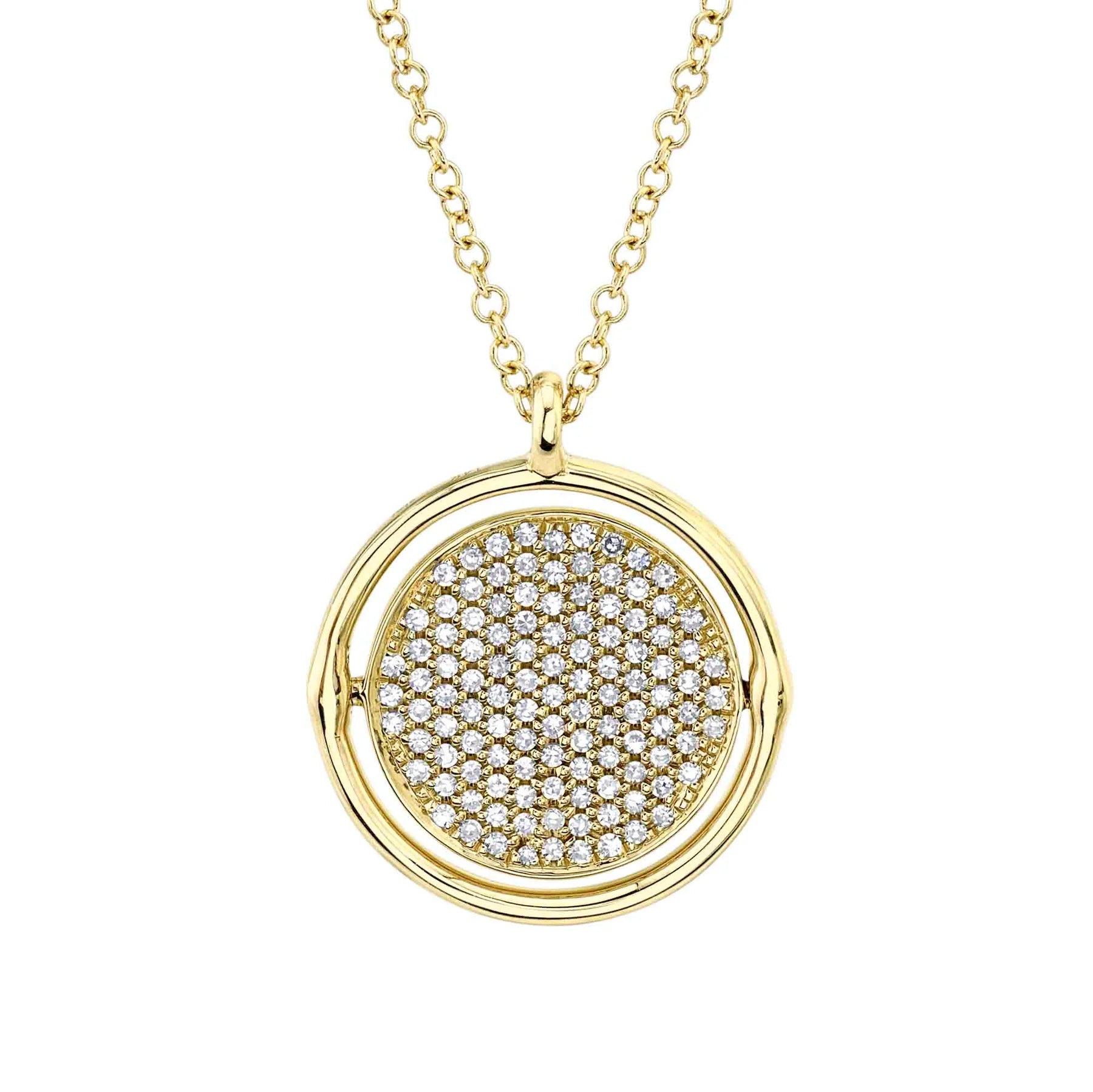 Women’s engraved necklace-0.19ctw Diamond Pave Circle Necklace