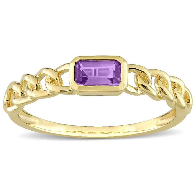 Women’s timeless ring-Miadora 10k Yellow Gold Amethyst Stackable Link Ring