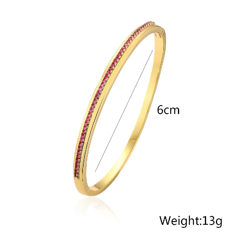 Women’s simple bracelet-Simple Style Commute Round Copper Plating Inlay Zircon 18k Gold Plated Bangle