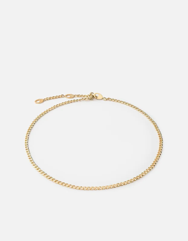 Women’s bridal necklace-Cuban Link Choker, Gold Vermeil