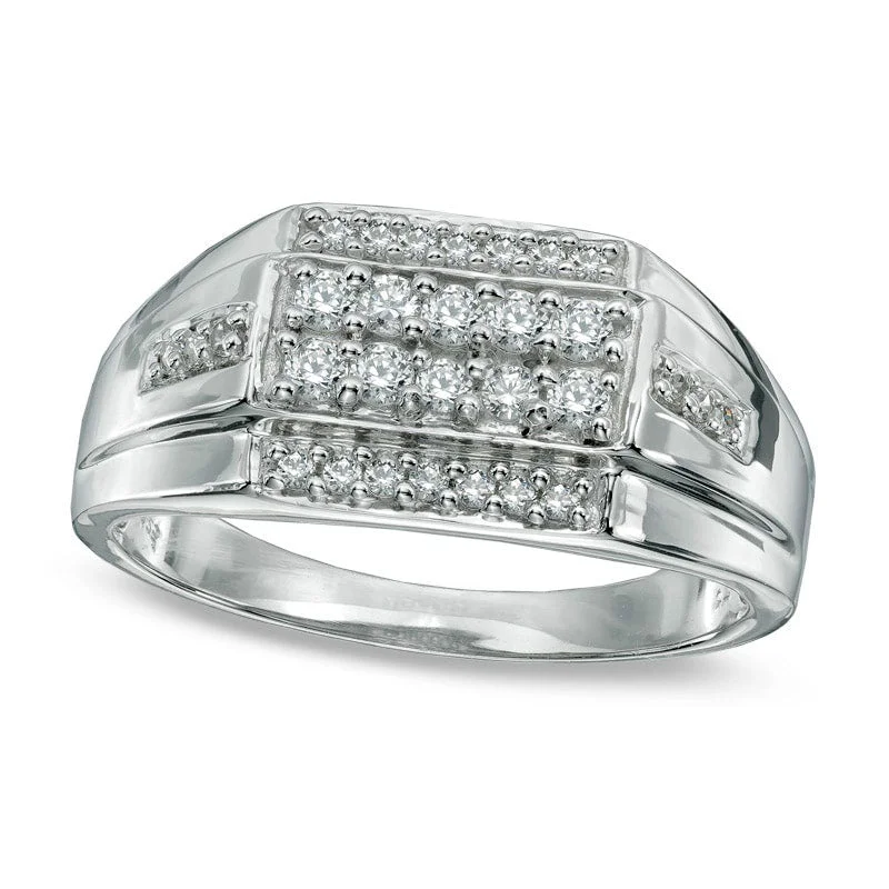 Women’s one-of-a-kind engagement rings-Men's 0.50 CT. T.W. Natural Diamond Ring in Solid 10K White Gold