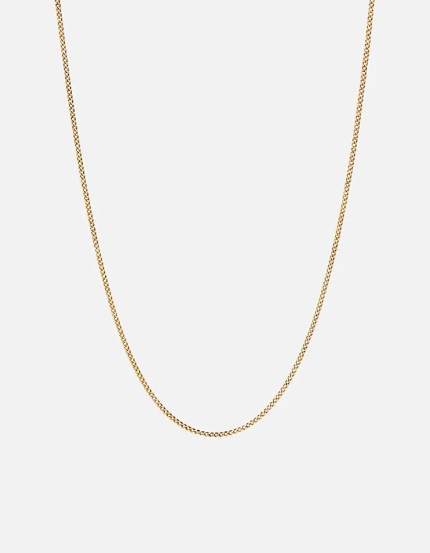 Women’s silver necklace-2mm Cuban Chain Necklace, 14k Gold