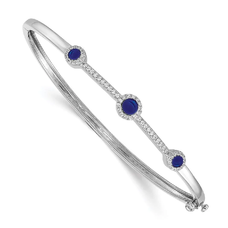 Women’s bangles set-14k White Gold Diamond and Cabochon Sapphire Bangle-WBC-BM4031-SA-025-WA