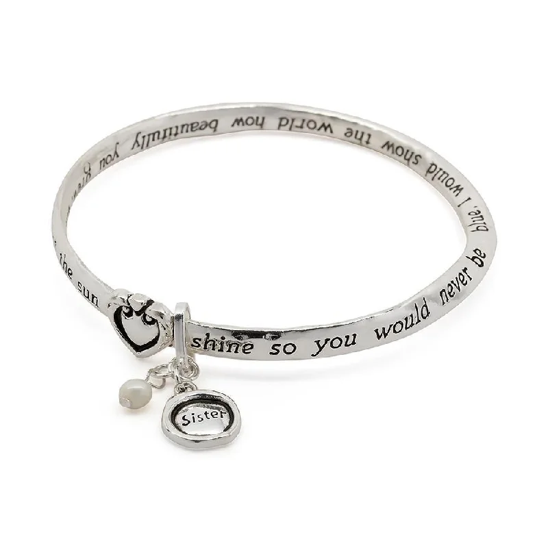 Women’s sterling silver bangles-Inspirational Bangle - Sister