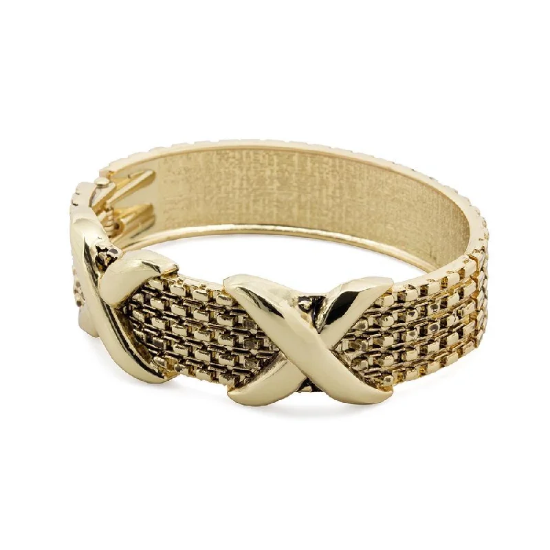 Women’s charm bracelet-Gold Plated Double X Bangle