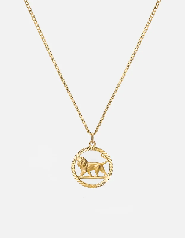 Women’s sparkling necklace-Lev Lion Necklace, Gold Vermeil