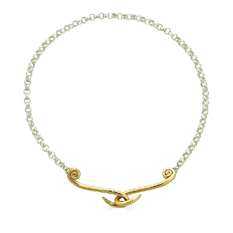 Women’s silver chain necklace-Spiral Jetty Collar