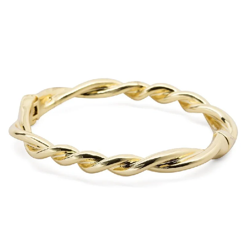 Women’s stacked bangle set-Two Strings Twisted Bangle Gold Plated