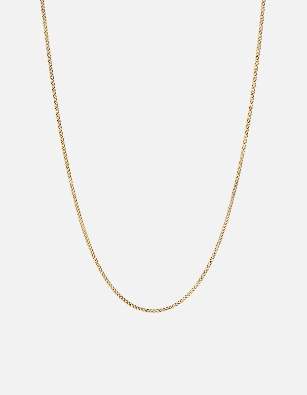 Women’s silver chain necklace-1.3mm Cuban Chain Necklace, 14k Gold