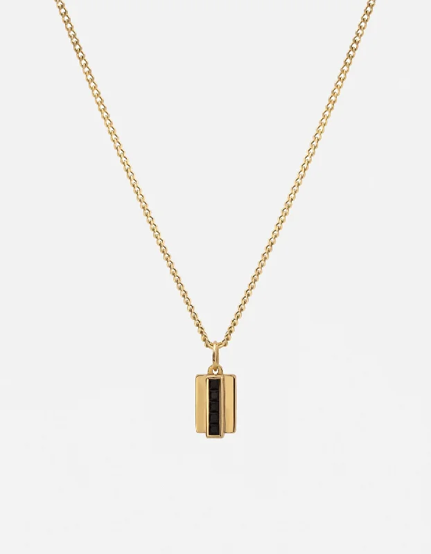 Women’s infinity necklace-Vertigo Onyx Necklace, Gold Vermeil