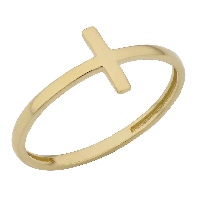 Women’s vintage ring-10k Yellow, White or Rose Gold High Polish Cross Ring