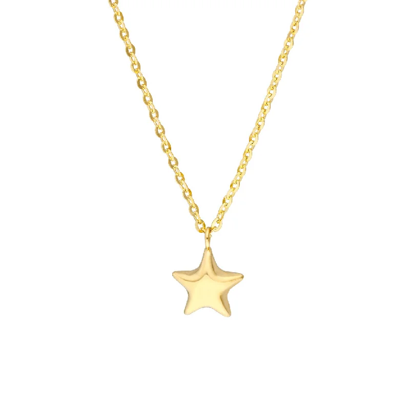 Women’s lucky charm necklace-Child 14K Yellow Gold Mini Puff Star Necklace