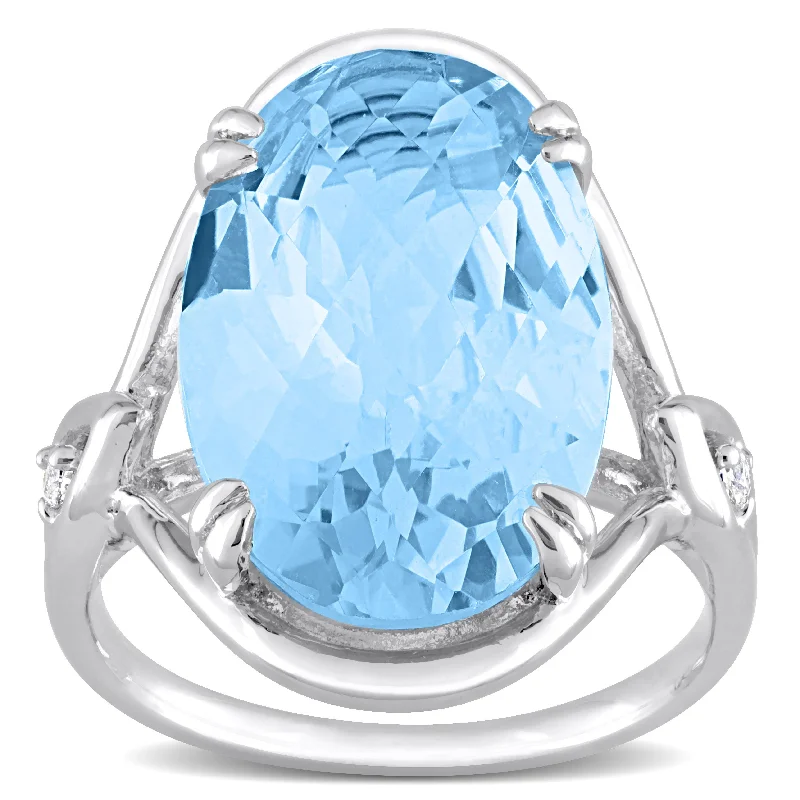 Women’s multi-stone ring-Miadora 13 3/5ct TGW Sky Blue and White Topaz Fashion Ring in Sterling Silver