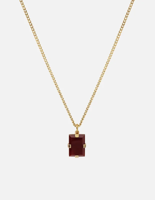 Women’s adjustable pendant necklace-Lennox Red Agate Necklace, Gold Vermeil