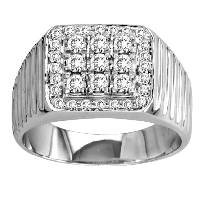 Women’s beautiful engagement rings-Men's 0.75 CT. T.W. Natural Diamond Ring in Solid 14K White Gold (I/SI2)