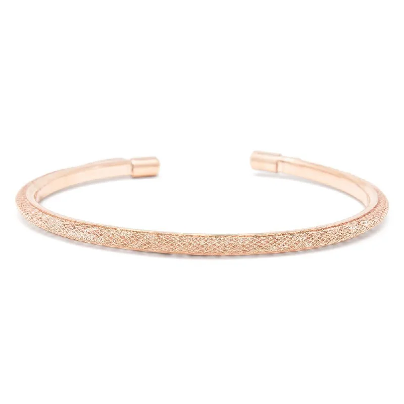 Women’s charm bracelet-Crystals Mesh Bangle Rose Gold Tone