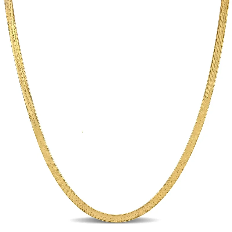 Women’s statement ring-Miadora 3.5mm Flex Herringbone Chain Necklace in 10k Yellow Gold-18 in