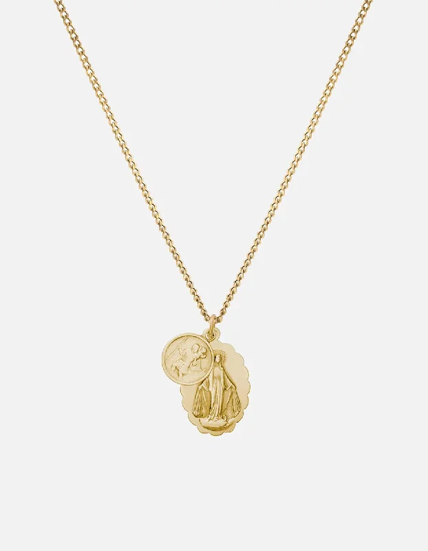 Women’s statement diamond necklace-Mini Saints Necklace, Gold