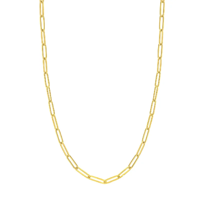 Women’s wedding necklace-14K Yellow Gold 5mm Elongated Link Chain Necklace