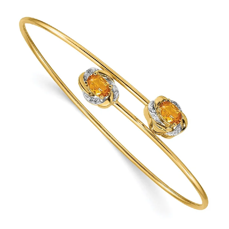 Women’s diamond bangle-14k Polished .03ct Diamond and Citrine Flexible Bangle-WBC-BM4502-CI-003-YA