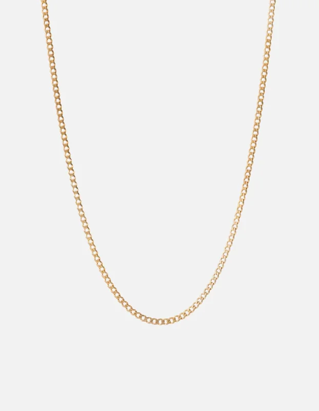 Women’s anniversary necklace-3mm Cuban Chain Necklace, 14k Matte Gold