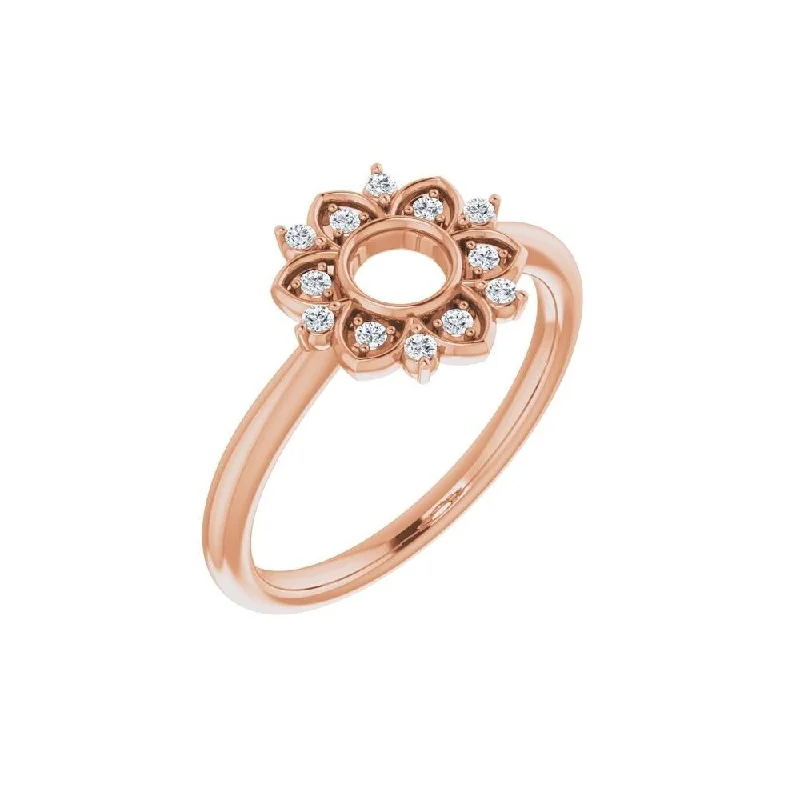 Women’s colorful ring-14K Rose Gold 1/10 CTW Diamond Starburst Ring for Women