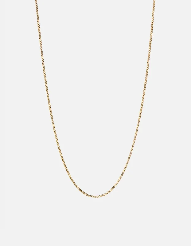 Women’s statement diamond necklace-1.3mm Cuban Chain Necklace, Gold Vermeil