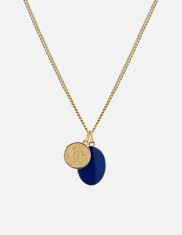 Women’s gemstone pendant necklace-Heritage Necklace, Gold Vermeil/Blue