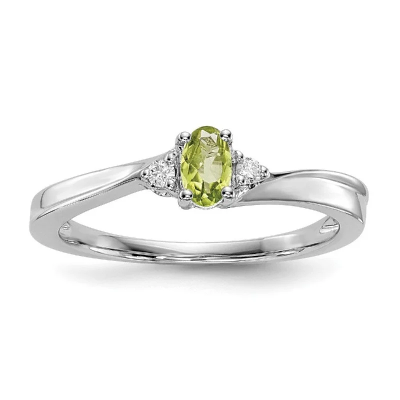 Women’s turquoise ring-Curata 925 Sterling Silver Rhodium Plated Peridot Ring