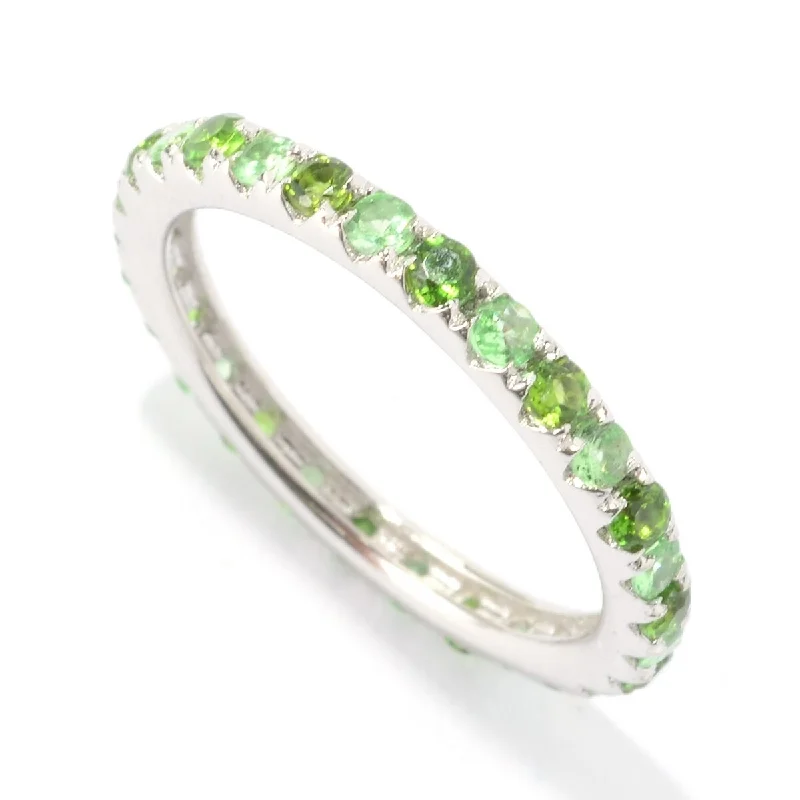 Women’s vintage-inspired ring-925 Sterling Silver Peridot and Chrome Diopside Gemstone Eternity Band Ring