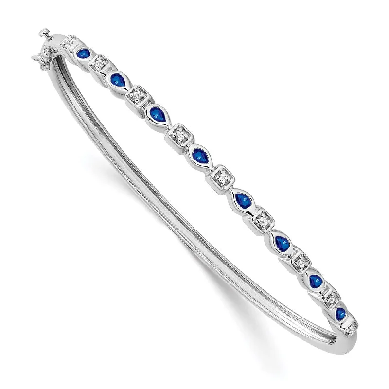 Women’s vintage bracelet-14k White Gold Sapphire and Diamond Bangle-WBC-BM7222-SA-011-WA