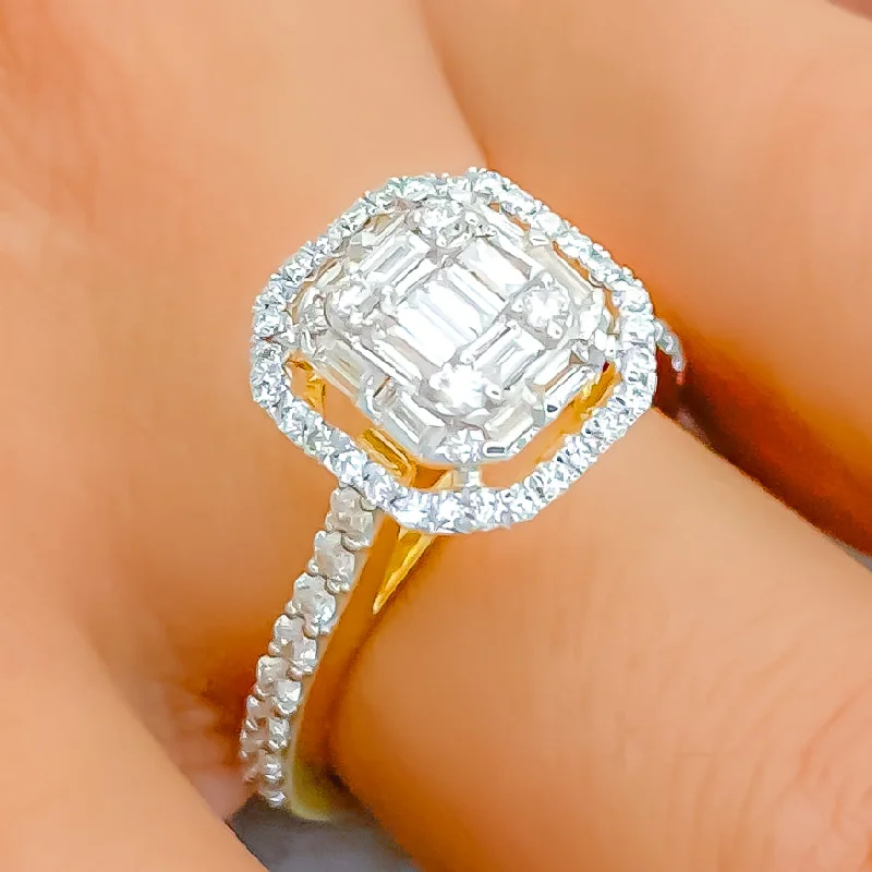 Women’s timeless engagement rings-Stunning Open Halo 18K Gold + Diamond Ring