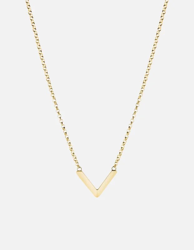 Women’s birthstone pendant necklace-Mini Angular Necklace, Gold Vermeil