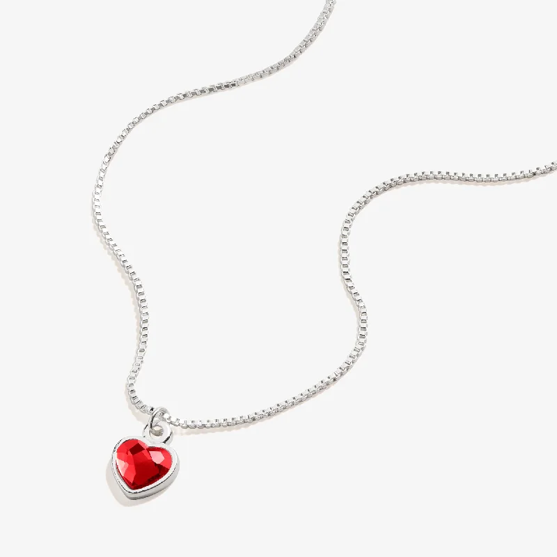 Women’s royal necklace-Ruby Heart Necklace, July Birthstone