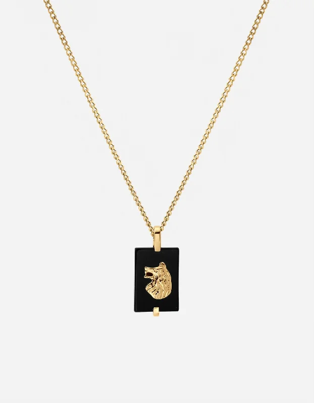 Women’s multi-layered necklace-Wolf Onyx Necklace, Gold Vermeil