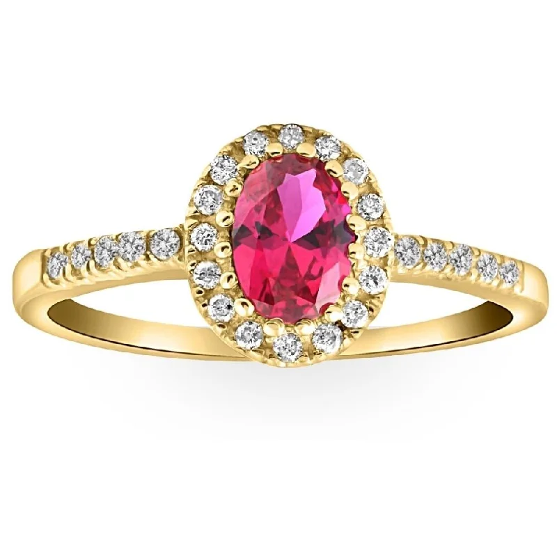 Women’s gemstone cluster ring-3/4ct Ruby & Diamond Ring Yellow Gold